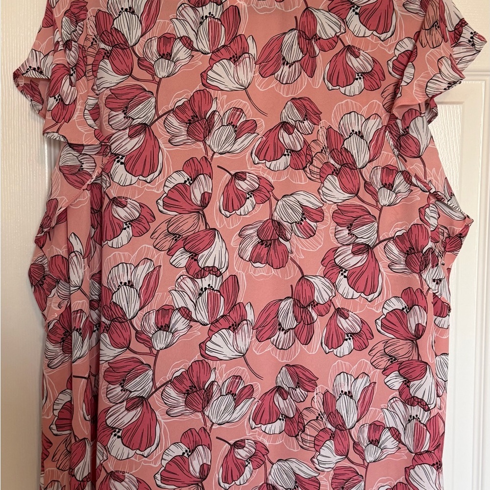 Liz Claiborne Coral and White Floral Blouse - Picture 2 of 3